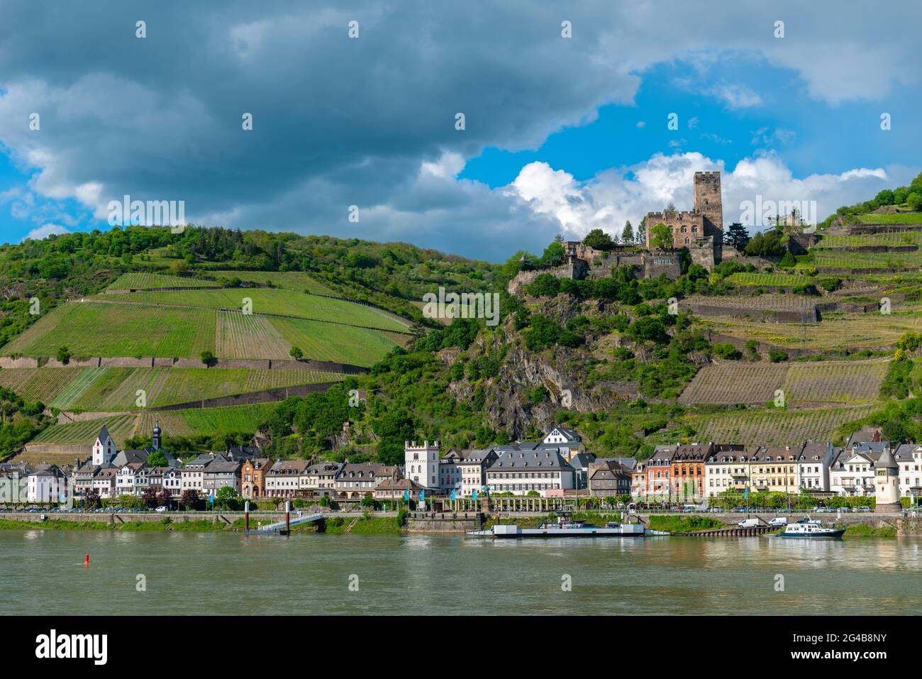 Château de Gutenfels au-dessus de Kaub, patrimoine mondial de l'UNESCO, vallée du Rhin, Rhénanie-Palatinat, Allemagne Banque D'Images
