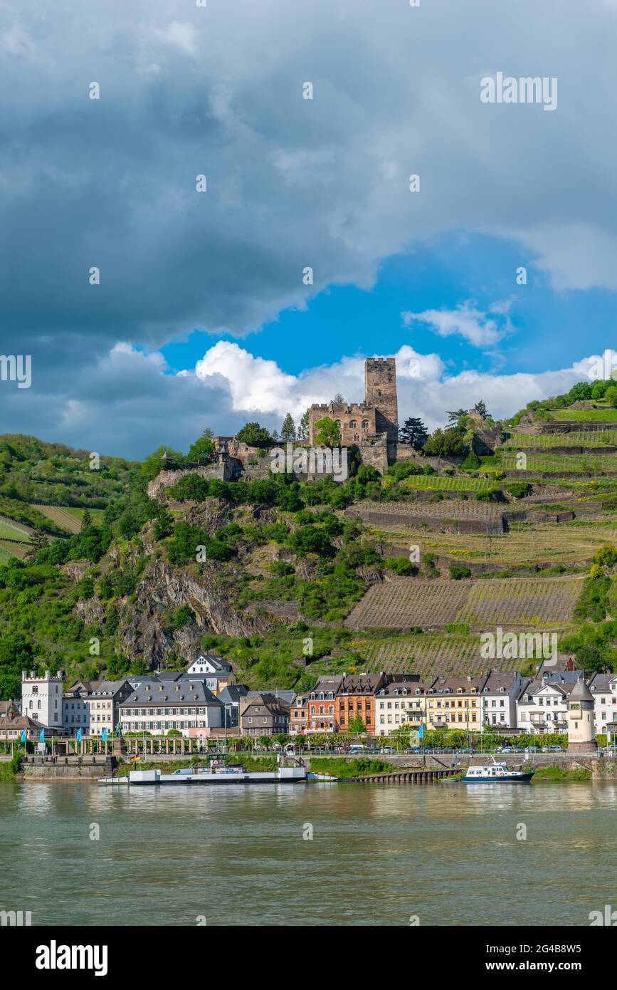 Château de Gutenfels au-dessus de Kaub, patrimoine mondial de l'UNESCO, vallée du Rhin, Rhénanie-Palatinat, Allemagne Banque D'Images