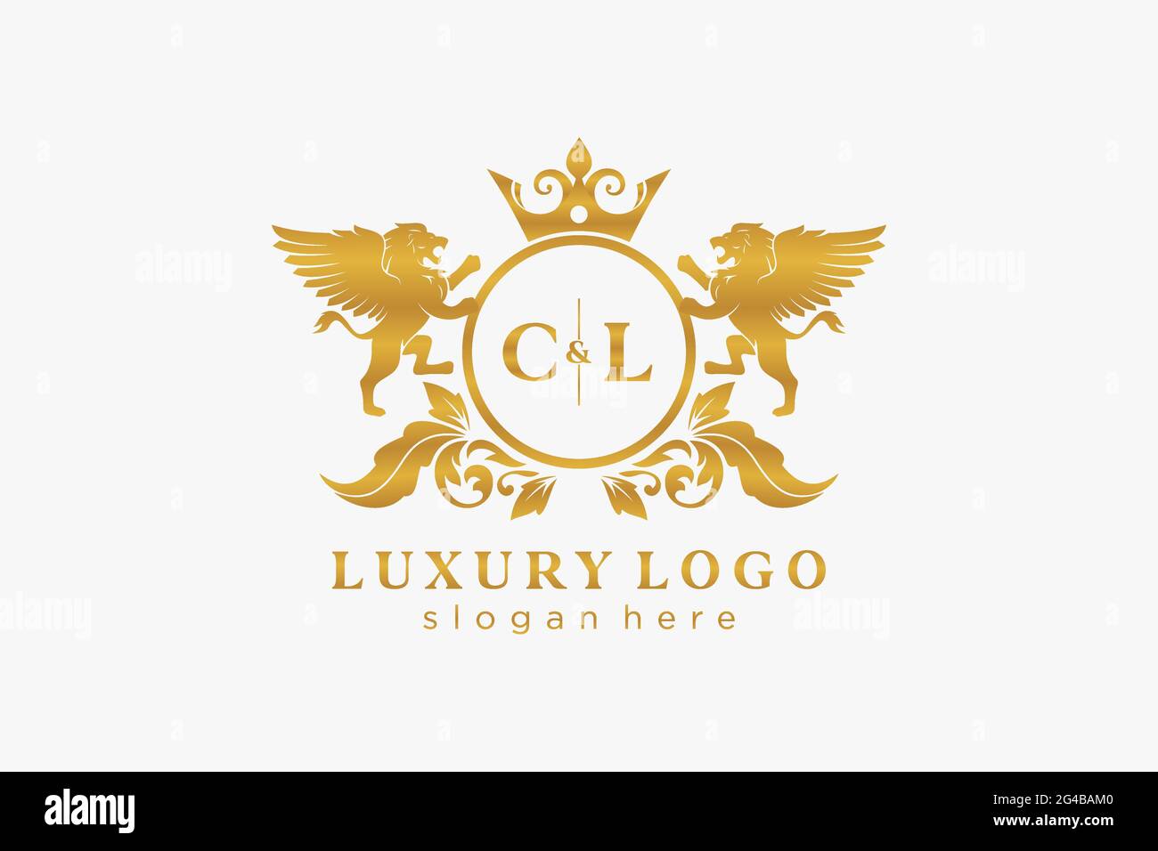 Modèle de logo CL Letter Lion Royal Luxury dans les illustrations vectorielles pour les restaurants, les royalties, les boutiques, les cafés, les hôtels, Héraldique, bijoux, mode et autre vecteur il Illustration de Vecteur