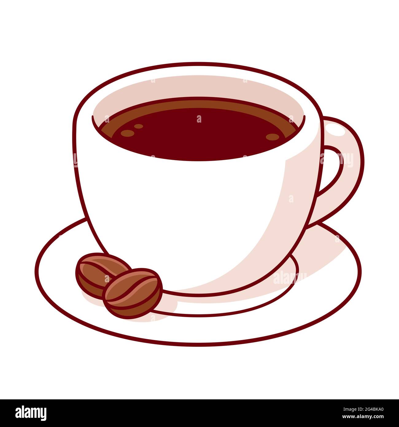Tasse de café avec grains de café, joli dessin animé. Illustration de clip art vectoriel isolée. Illustration de Vecteur