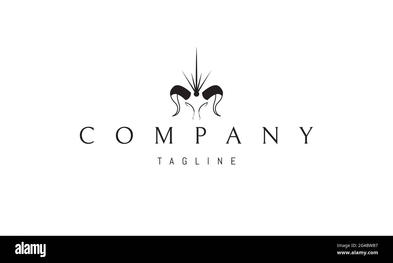 Logo vectoriel sur lequel une image abstraite d'une tête de vérin avec une étoile entre la corne. Illustration de Vecteur