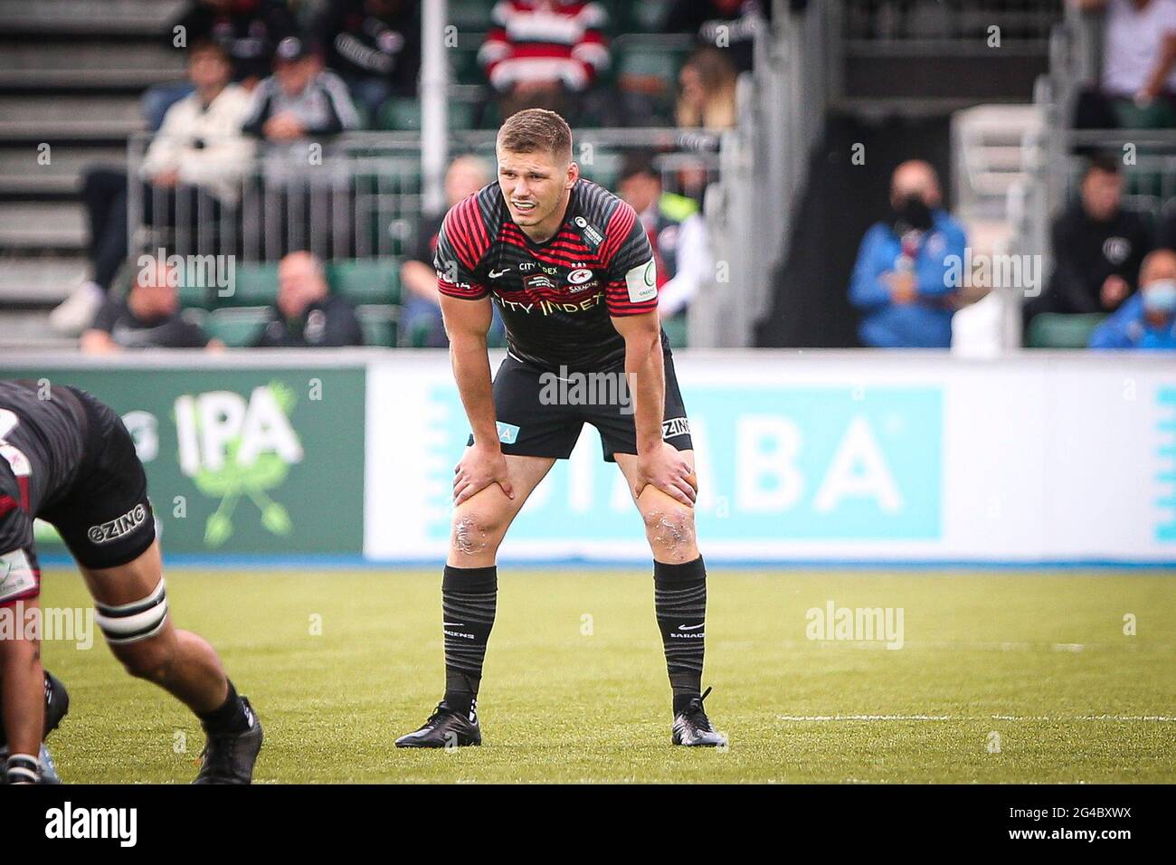 LONDRES, ROYAUME-UNI. 20 JUIN Owen Farrell de Saracens lors du match de championnat Greene King IPA entre Saracens et Ealing Trailfinders à Allianz Park, Londres, le dimanche 20 juin 2021. (Credit: Tom West | MI News) Credit: MI News & Sport /Alay Live News Banque D'Images