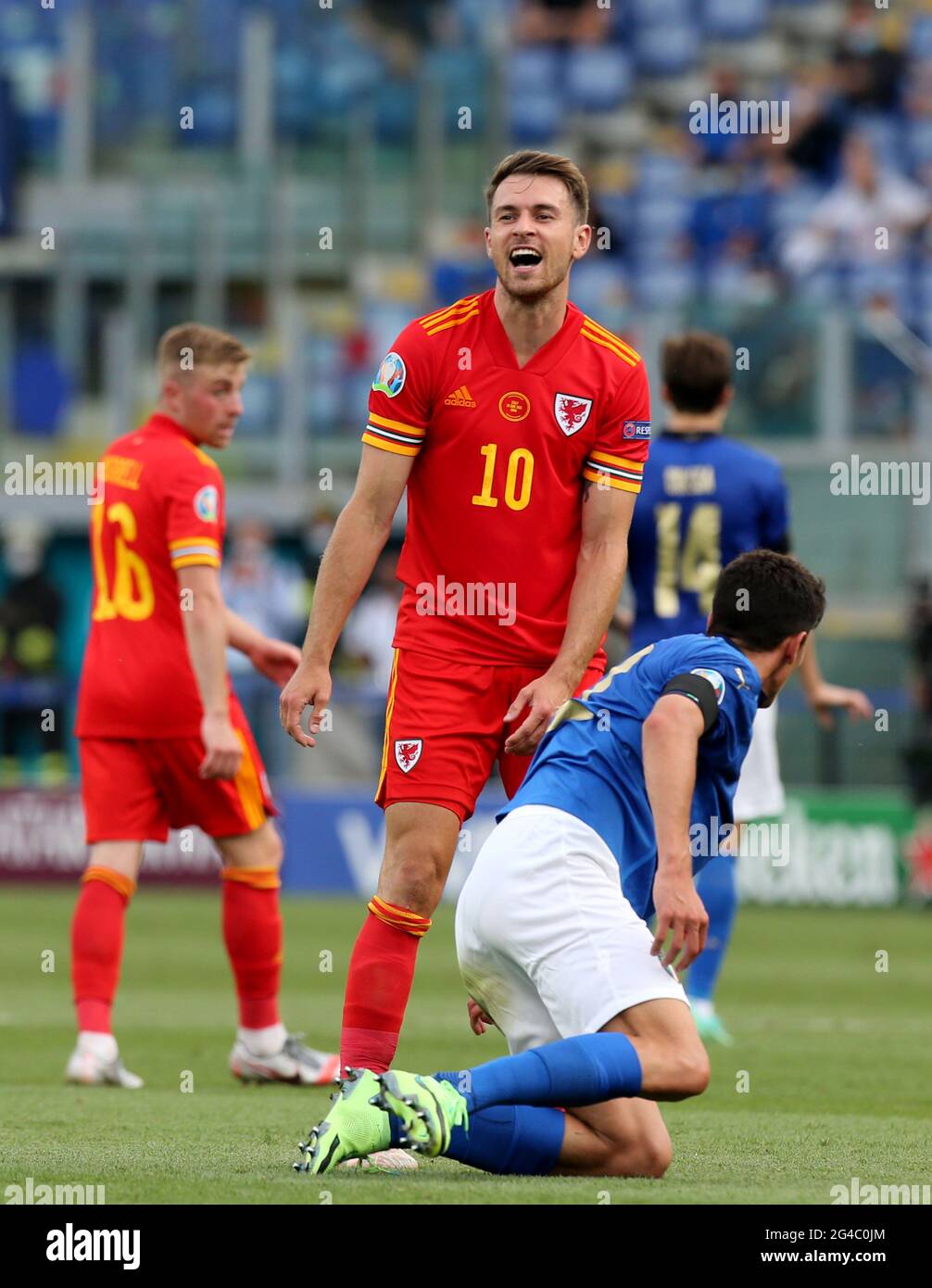 ROME, ITALIE - JUIN 20: Aaron Ramsey du pays de Galles a déçu, lors du championnat de l'UEFA Euro 2020 Groupe UN match entre l'Italie et le pays de Galles au Stadio Olimpico le 20 juin 2021 à Rome, Italie. (Photo par MB Media/BPA) Banque D'Images