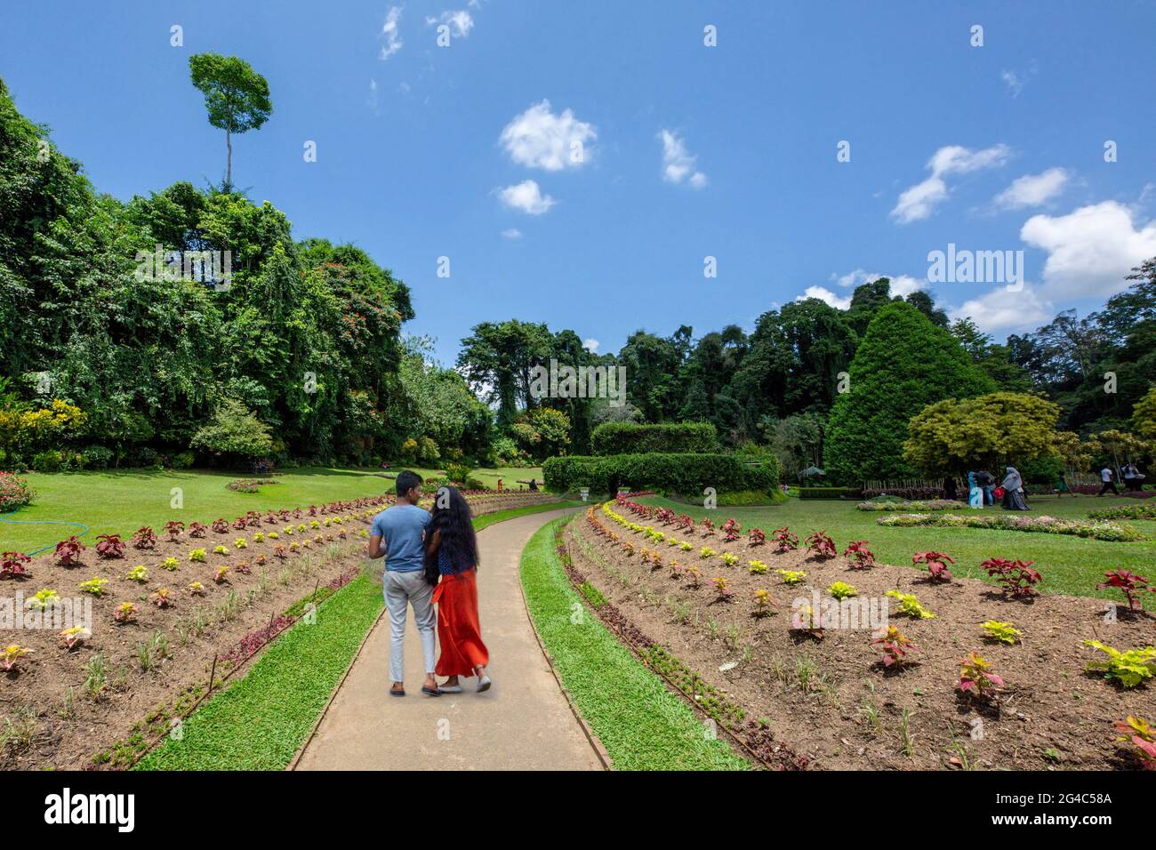 Visiteurs du jardin botanique royal de Peradeniya, Kandy, Sri Lanka Banque D'Images