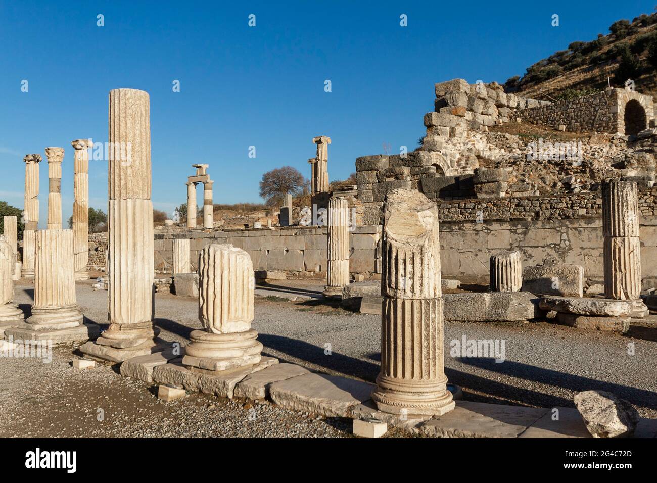 Piliers romains dans les ruines d'Éphèse, Selcuk, Izmir, Turquie Banque D'Images
