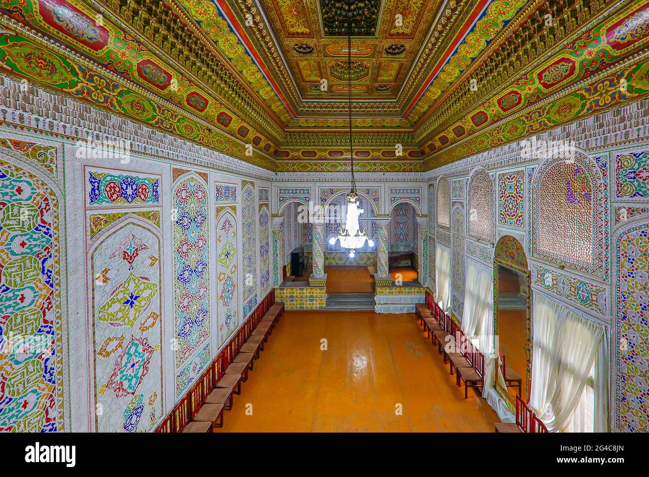 Synagogue historique à l'intérieur de l'ancienne résidence d'un juif local, à Samarkand, en Ouzbékistan. Banque D'Images