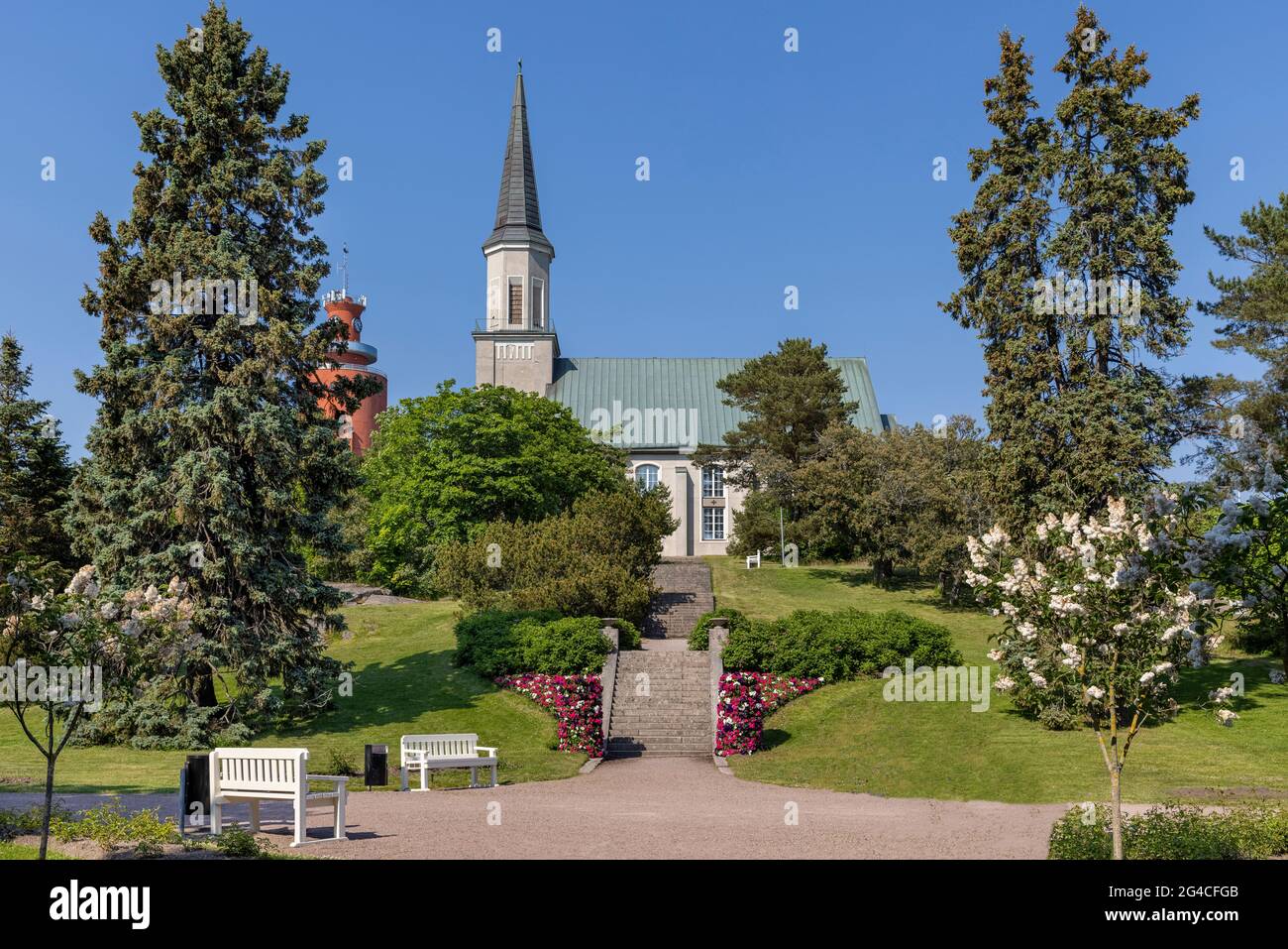 Magnifique parc public du centre-ville de Hanko, en Finlande Banque D'Images