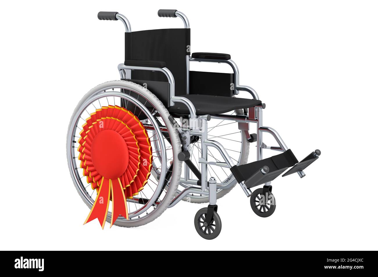 Fauteuil roulant manuel avec badge BEST Choice, rendu 3D isolé sur fond blanc Banque D'Images