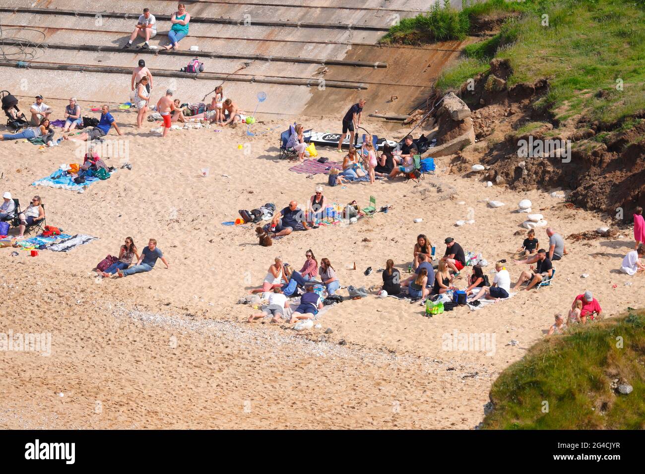 Plage de North Landing sur Flamborough Head dans East Yorkshire, Royaume-Uni Banque D'Images