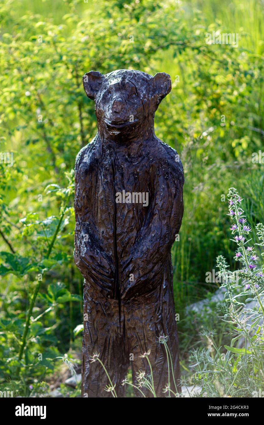 Sculpture en bois d'un ours Banque D'Images