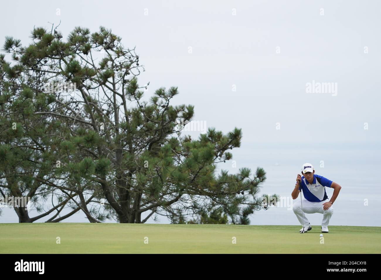 Rikuya Hoshino sur le 4ème green lors de la quatrième partie du championnat 2021 de l'Open des États-Unis en golf au parcours de golf de Torrey Pines à San Diego, Californie, États-Unis le 20 juin 2021. Credit: J.D. Cuban/AFLO/Alay Live News Banque D'Images