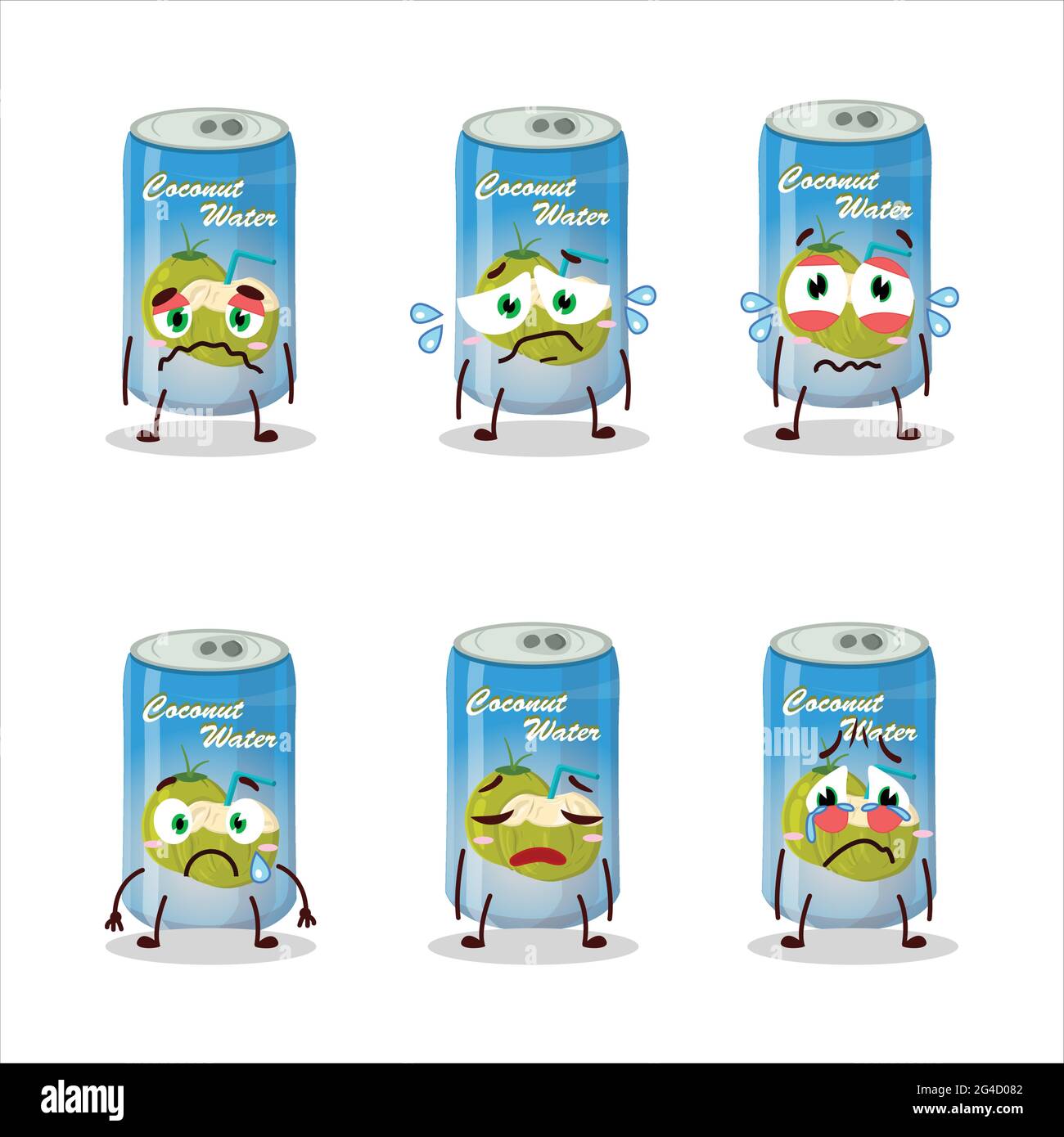 L'eau de noix de coco peut personnage de dessin animé avec une expression triste. Illustration vectorielle Illustration de Vecteur