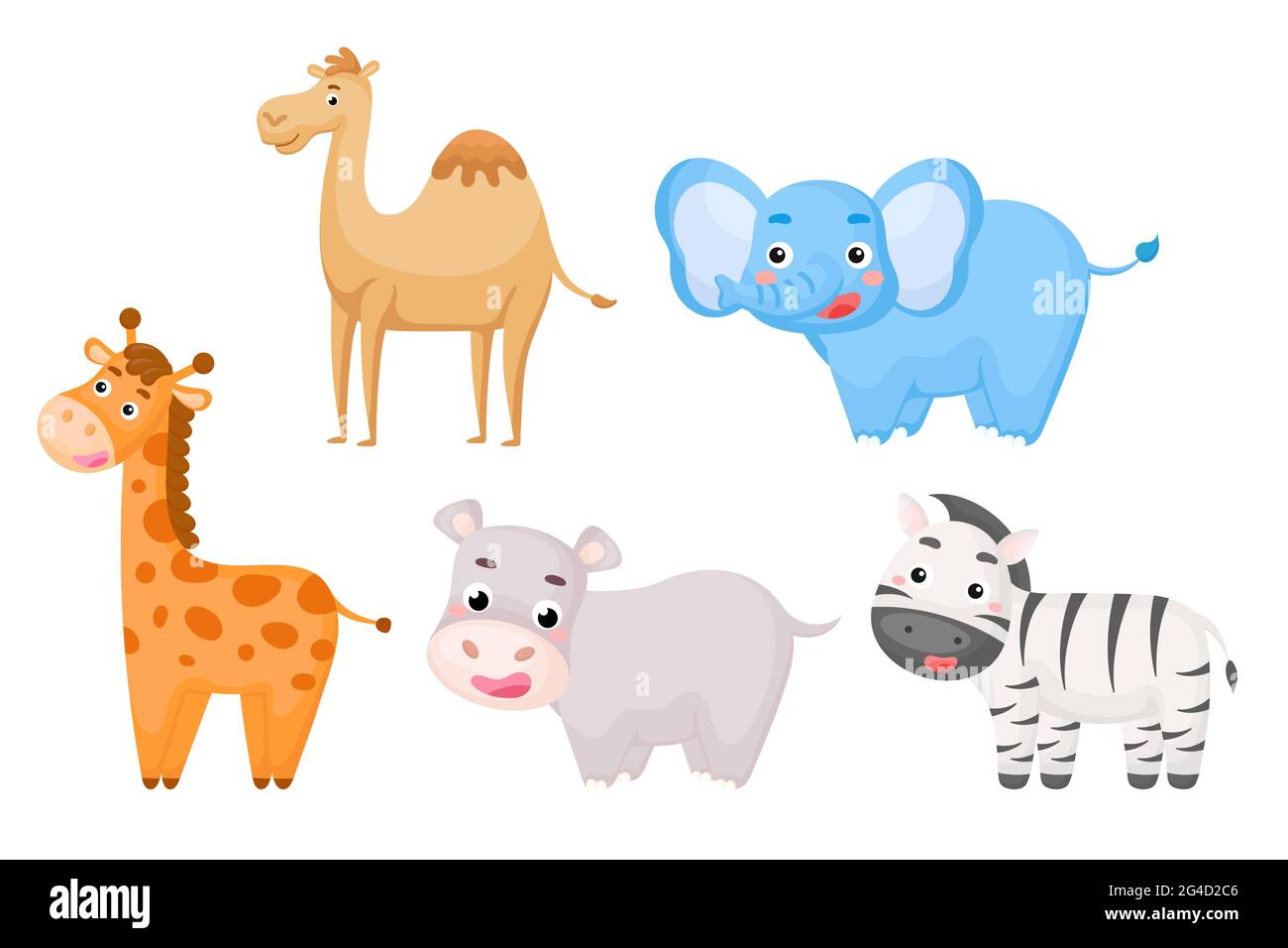 Ensemble D Animaux Africains Dans Le Style De Dessin Anime Personnages Animaux Mignons Pour Les Cartes D Enfants Douche De Bebe Invitation D Anniversaire Interieur De Maison Chil De Couleur Vive Image Vectorielle Stock