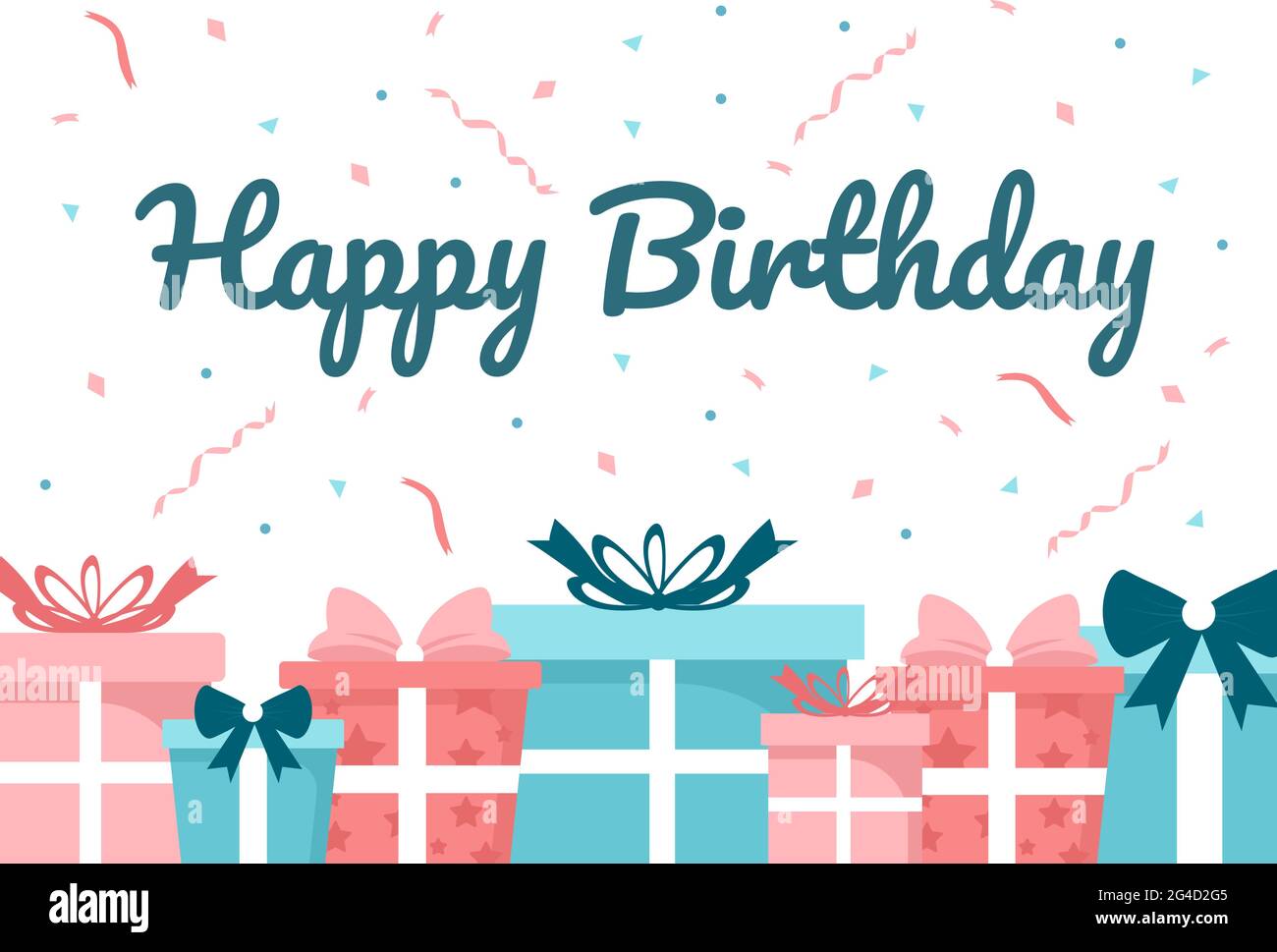 Joyeux Anniversaire Fete Celebrant L Illustration Avec Ballon Chapeaux Confettis Cadeau Et Gateau Pour Creer Des Cartes Des Invitations Des Cadres Photo Et Des Fonds De Page Image Vectorielle Stock Alamy