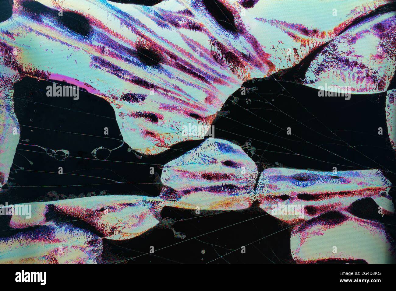 Défaillance de la télévision, dysfonctionnement de l'écran LCD, écran LCD comme arrière-plan technologique abstrait. Banque D'Images