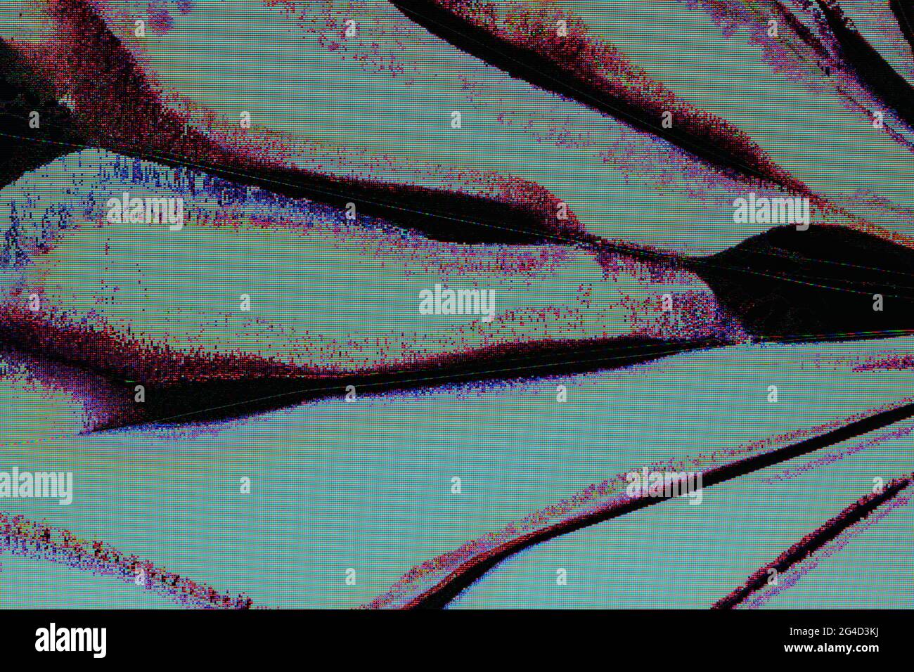 Défaillance de la télévision, dysfonctionnement de l'écran LCD, écran LCD comme arrière-plan technologique abstrait. Banque D'Images