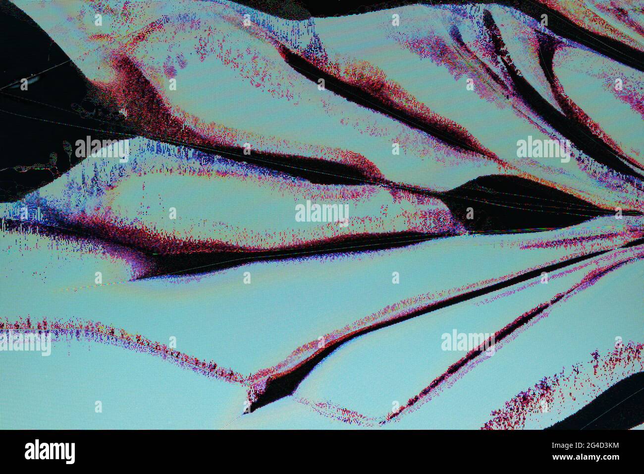 Défaillance de la télévision, dysfonctionnement de l'écran LCD, écran LCD comme arrière-plan technologique abstrait. Banque D'Images