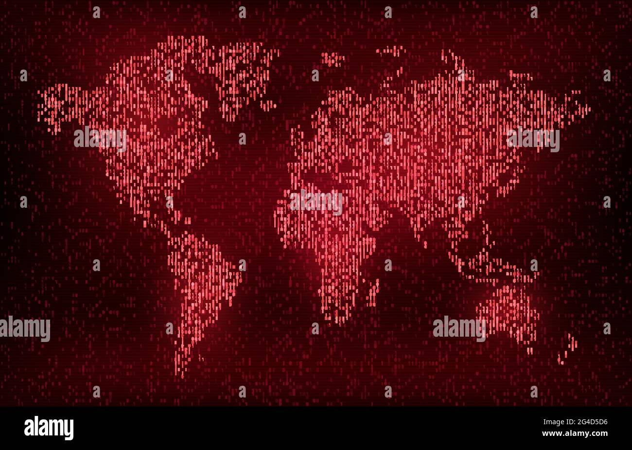 Carte du monde du vecteur de code binaire numérique, arrière-plan de la ...