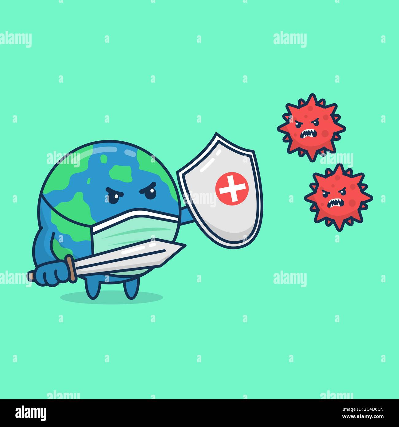 Illustration de l'icône du virus corona World Fight Illustration de Vecteur