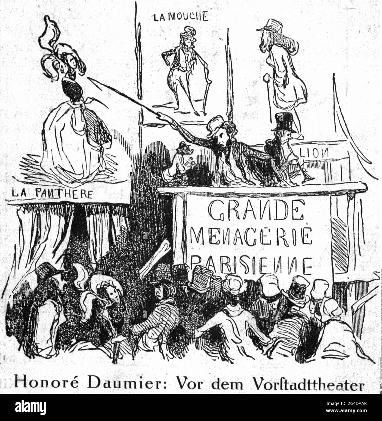 théâtre / théâtre, théâtre itinérant, 'Ménagerie parisienne', lithographie, par Honoré Daumier, LES DROITS D'AUTEUR DE L'ARTISTE NE DOIVENT PAS ÊTRE EFFACÉS Banque D'Images
