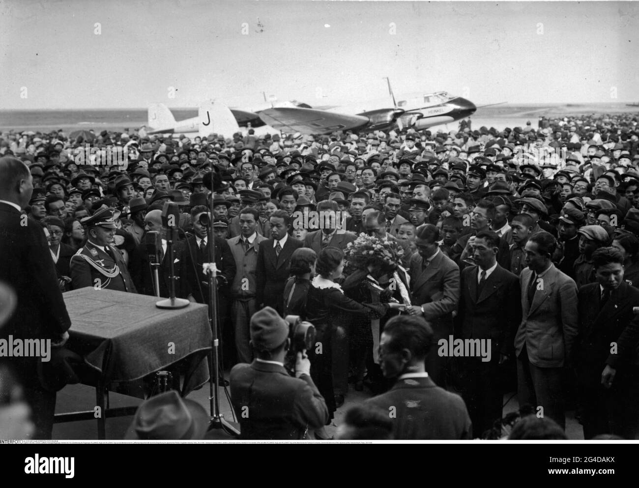 Transport / transport, aviation, avions passagers, Heinkel H 116, transfert des avions V5 (J-BAKD, Nogi) et V6 (J-EAKF, USAGE ÉDITORIAL UNIQUEMENT Banque D'Images