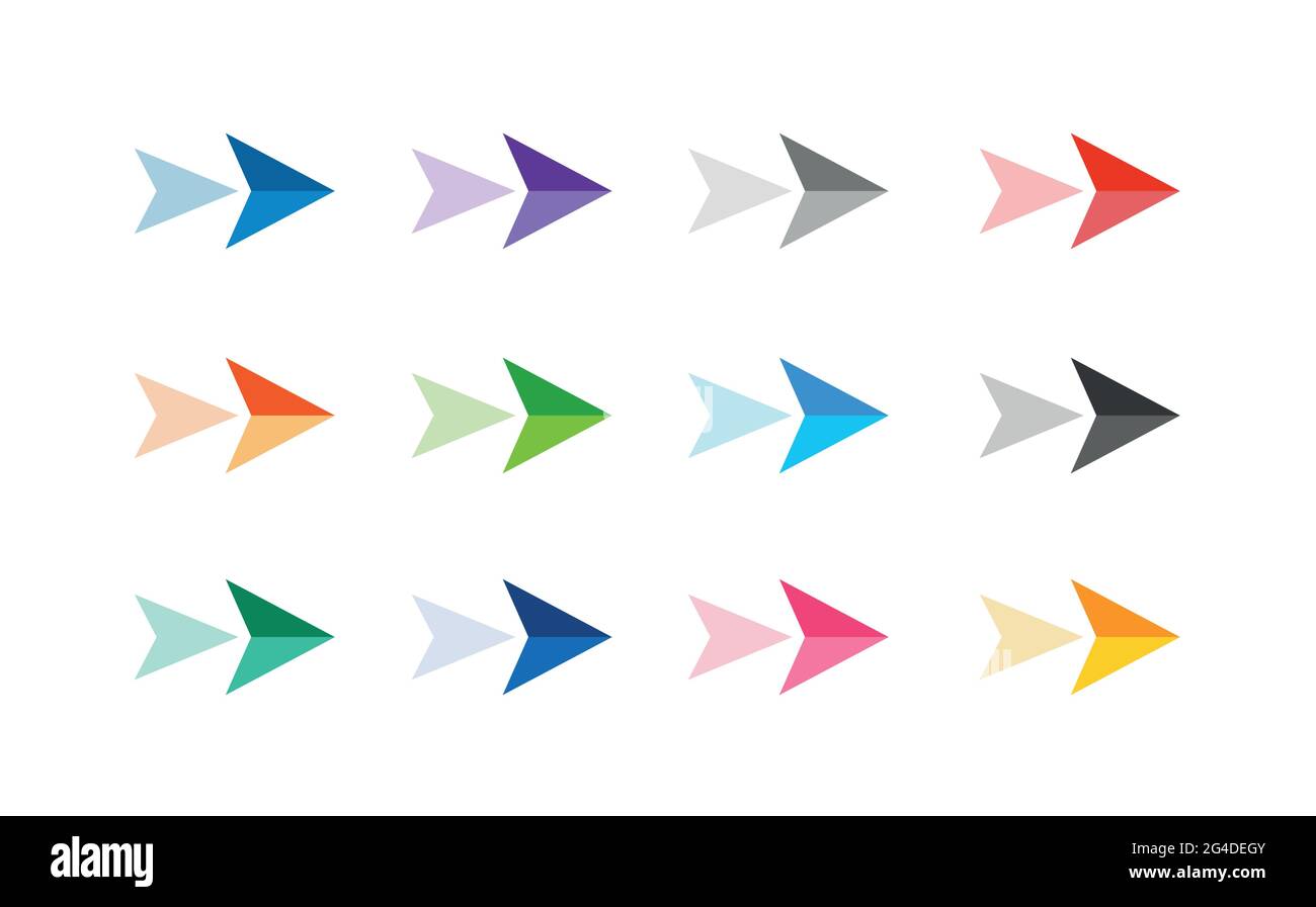 Ensemble moderne de flèches colorées, superbe design pour toutes les utilisations. Ensemble d'icônes de flèche du curseur. Collection de vecteurs fléchés. Illustration de Vecteur