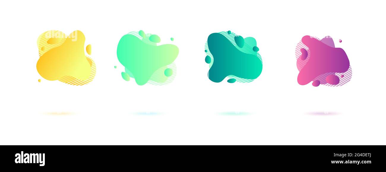 Éléments graphiques en dégradé dynamique abstraits dans un style moderne. Bannières avec formes liquides fluides, formes amibes. Illustration vectorielle. Illustration de Vecteur