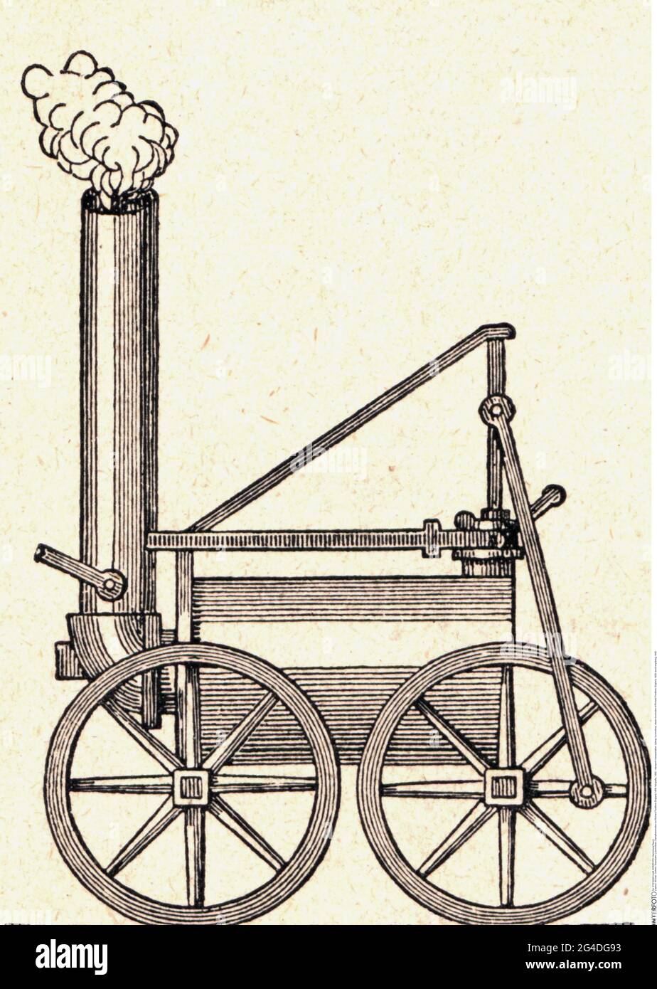 Transport / transport, chemin de fer, locomotives, locomotive à vapeur de Richard Trevithick, Angleterre, 1808, LE DROIT D'AUTEUR DE L'ARTISTE NE DOIT PAS ÊTRE AUTORISÉ Banque D'Images