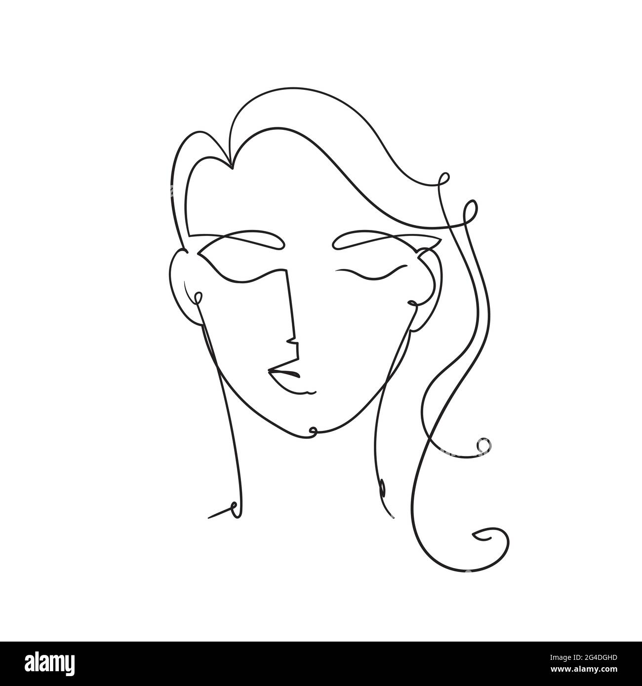 Femme face à un dessin de ligne continue. Résumé Portrait de femme minimal.Illustration vectorielle de stock isolée sur fond blanc. Illustration de Vecteur