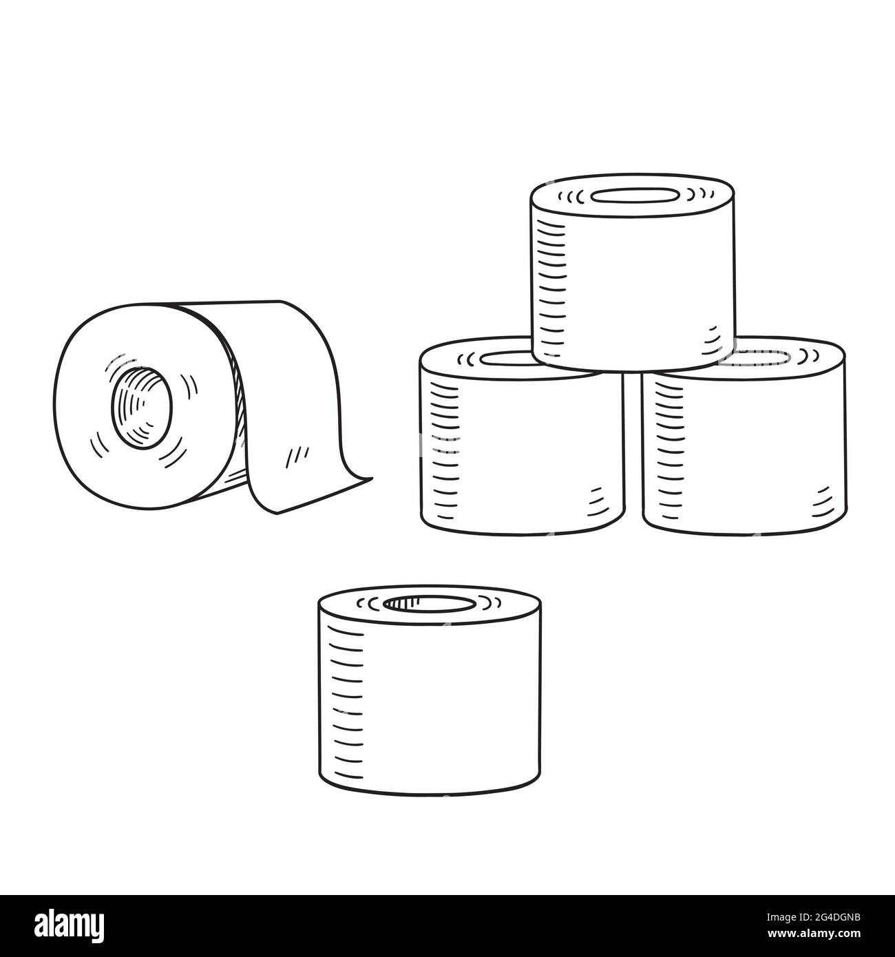 Ensemble de papier toilette Icon. Kit de rouleaux de toilettes isolés, motifs d'illustration sur fond blanc. Illustration du vecteur de stock. Illustration de Vecteur