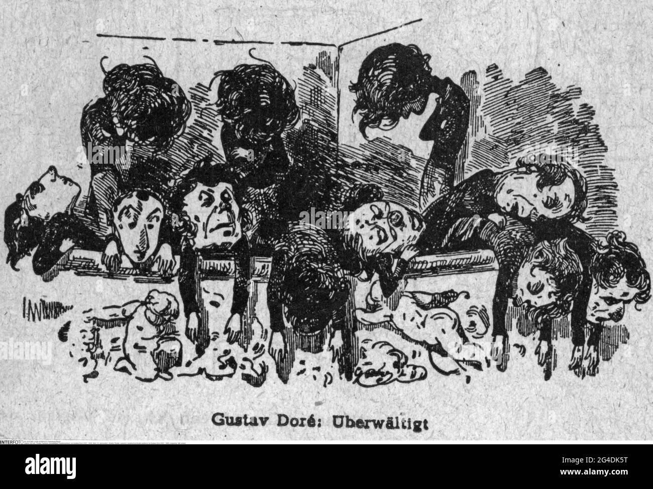 théâtre / théâtre, audience, audience débordée de théâtre, par Gustave Dore (1832 - 1883), gravure, LE DROIT D'AUTEUR DE L'ARTISTE N'A PAS À ÊTRE AUTORISÉ Banque D'Images