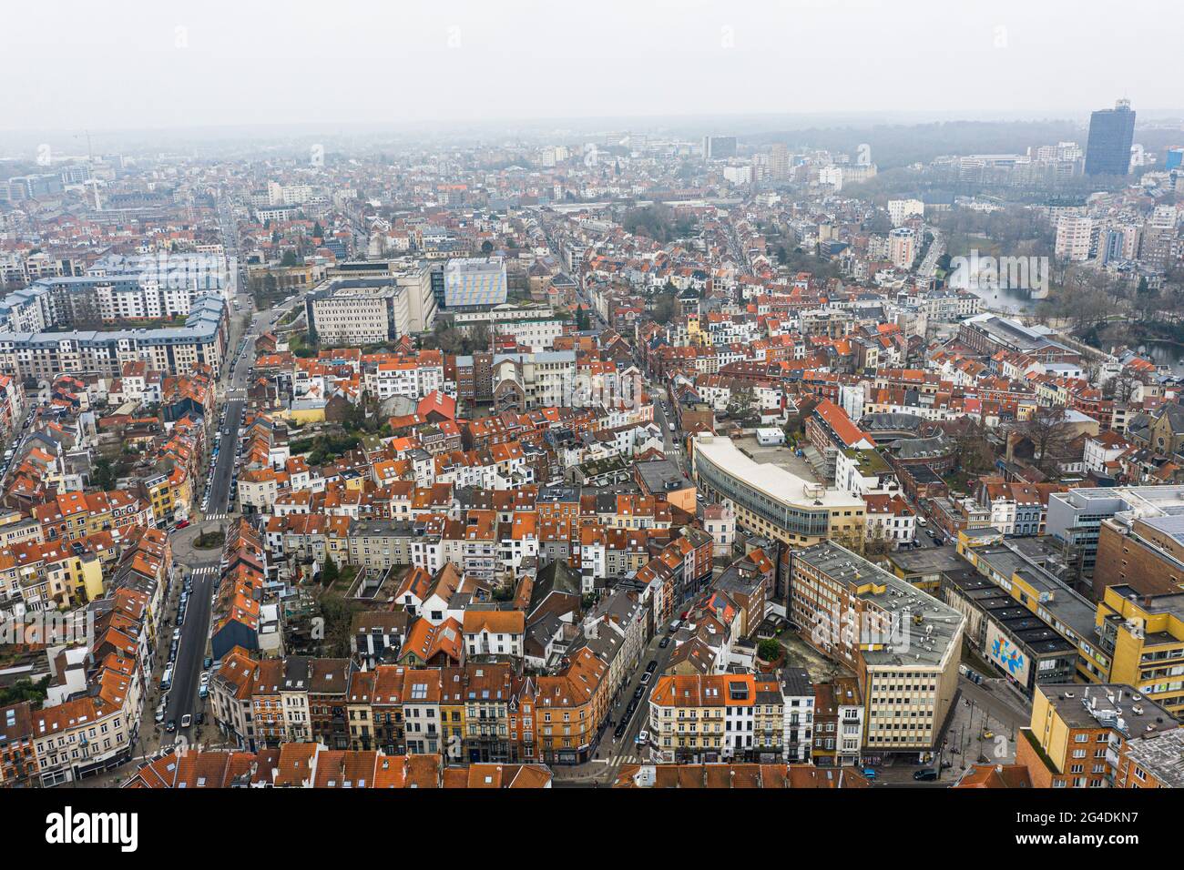 Bruxelles, Belgique, 3 janvier 2021 : vue d'en haut de la vieille ville de Bruxelles Banque D'Images