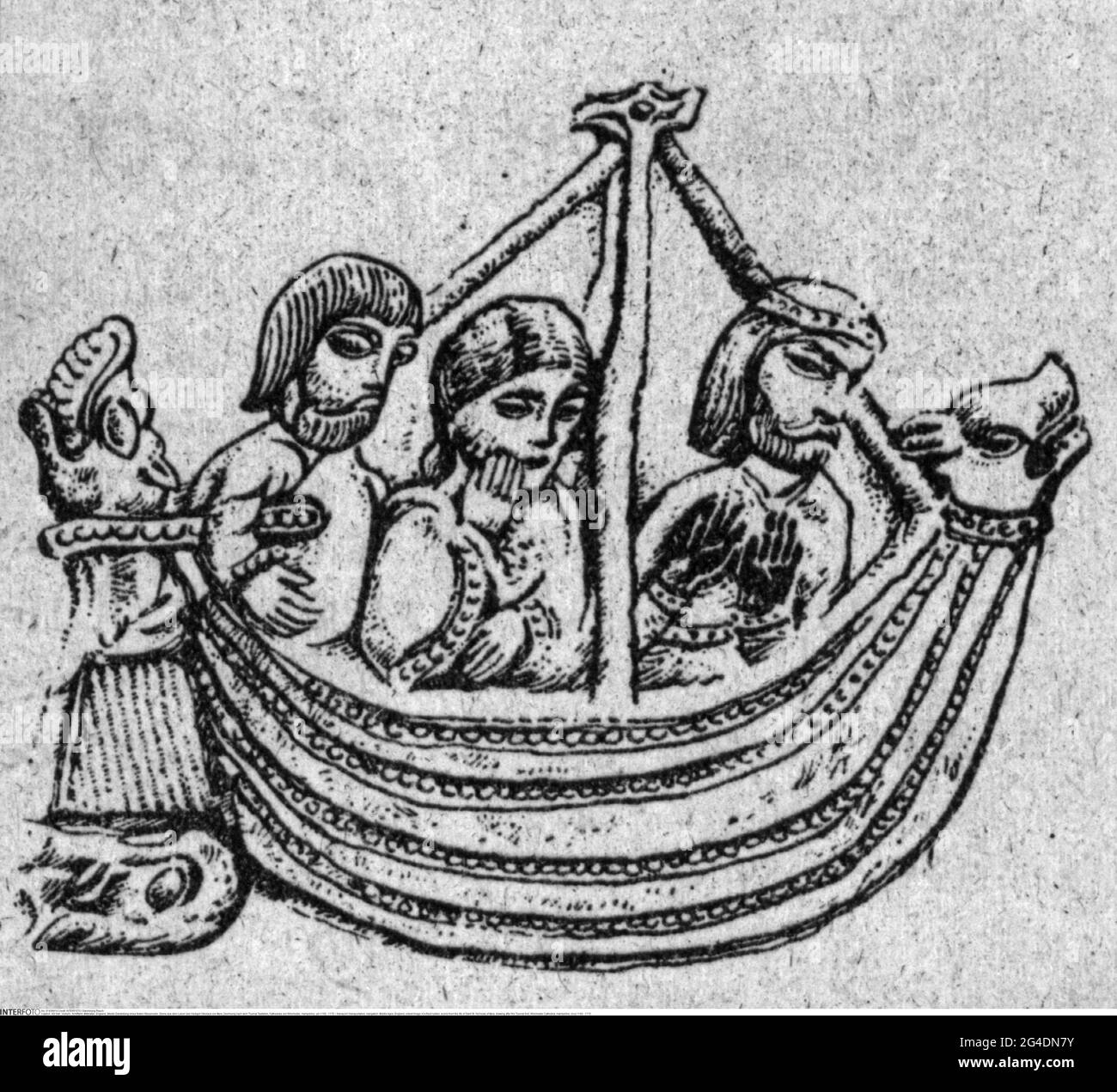 Transport / transport, navigation, Moyen âge, Angleterre, la plus ancienne image d'un gouvernail fixe, LE DROIT D'AUTEUR DE L'ARTISTE NE DOIT PAS ÊTRE EFFACÉ Banque D'Images