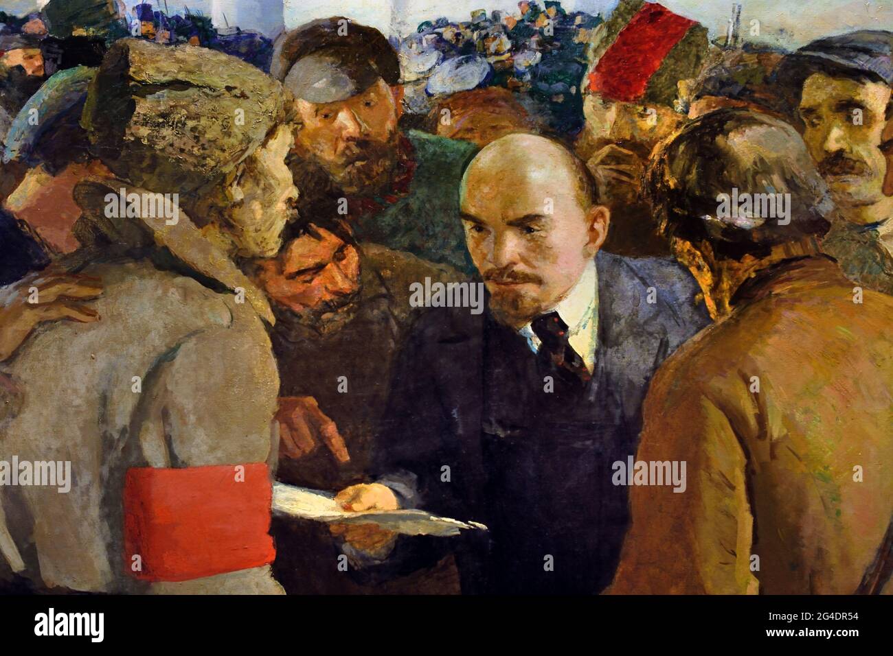 Vladimir Lénine au deuxième Congrès des Soviets parmi les paysans délégués 1935-1936 par Gerasimov ( Révolution russe 1917 - 1945 ) Lénine Staline propagande russe - publicité Russie URSS Banque D'Images