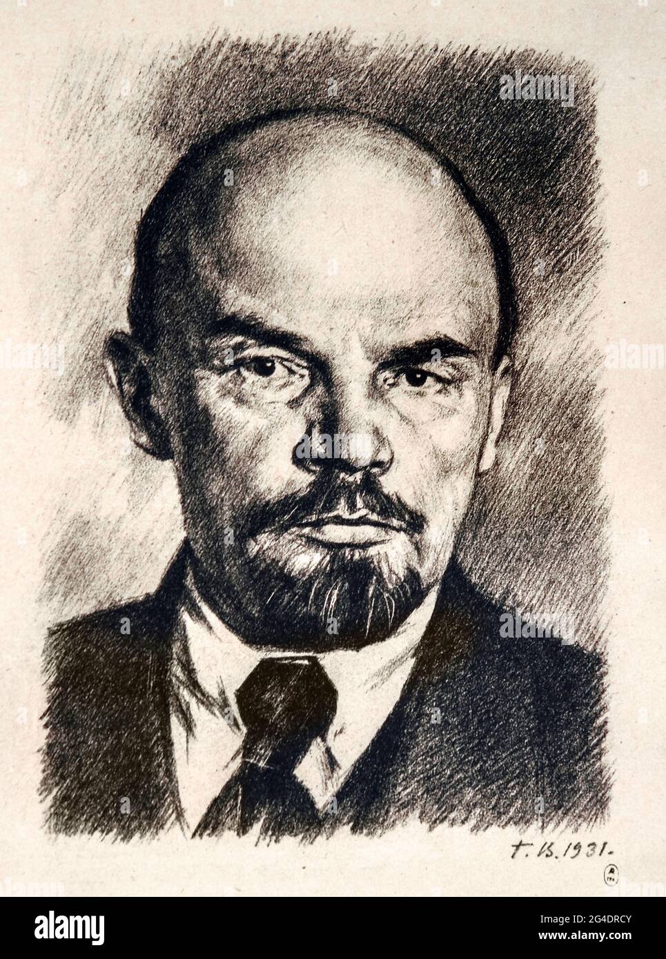 Portrait Vladimir Lénine ( Révolution russe 1917 - 1945 ) Lénine Staline propagande russe - publicité Russie URSS Banque D'Images