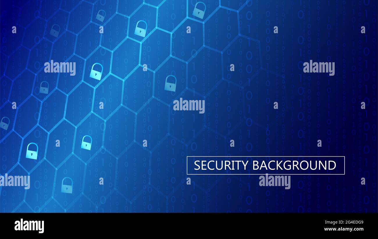 Concept de cybersécurité. Protection des données personnelles. Connexion sécurisée avec code binaire. Analyse des informations. Résumé technologie fond bleu. Banque D'Images