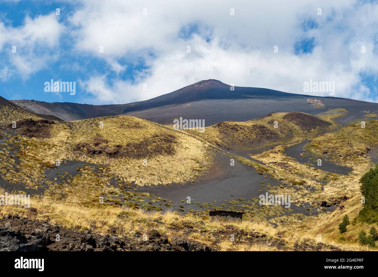 Vue sur le volcan Etna en été, Sicile, Italie, Europe Banque D'Images