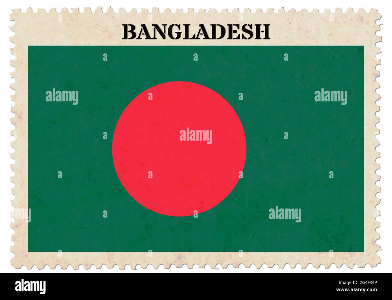 Drapeau du Bangladesh timbre à postage isolé sur fond blanc avec chemin d'écrêtage Banque D'Images