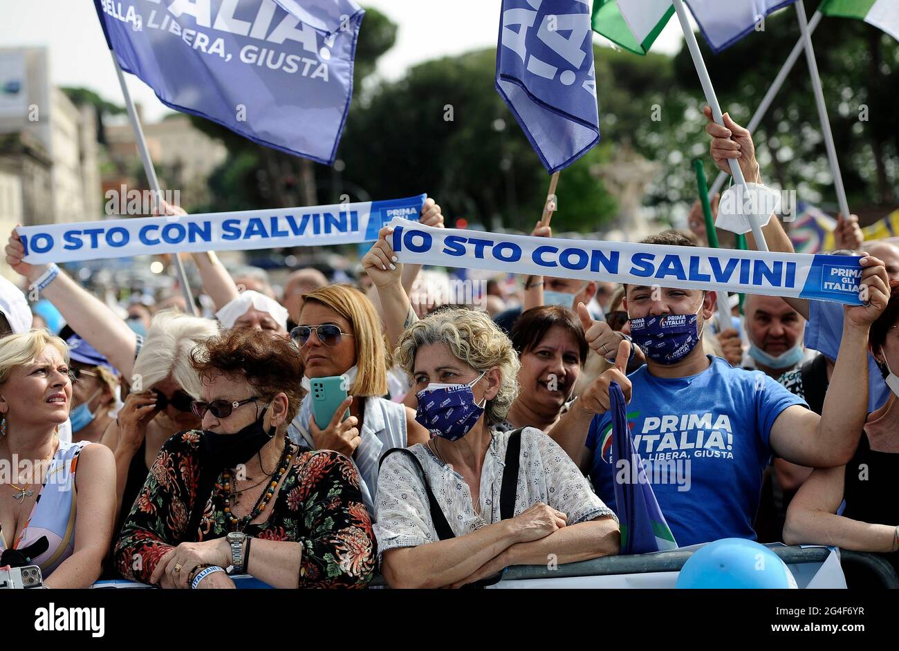 Italie, Rome, 19 juin 2021 : le rallye de la Lega avant l'Italie ! Belle, gratuite, juste photo Fabio Cimaglia/Sintesi/Alamy stock photo Banque D'Images