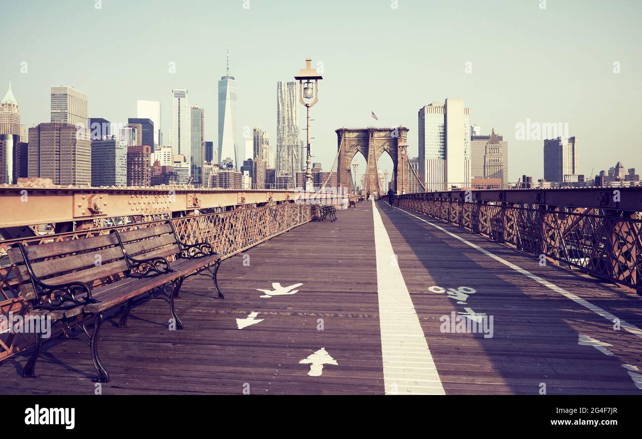 Image stylisée rétro du pont de Brooklyn, New York City, États-Unis Banque D'Images