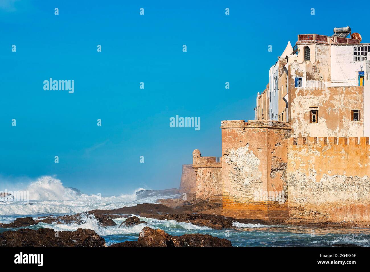 Vieille ville, Médina d'Essaouira avec muraille, côte Atlantique, Essaouira, Marrakech-Safi, Maroc Banque D'Images