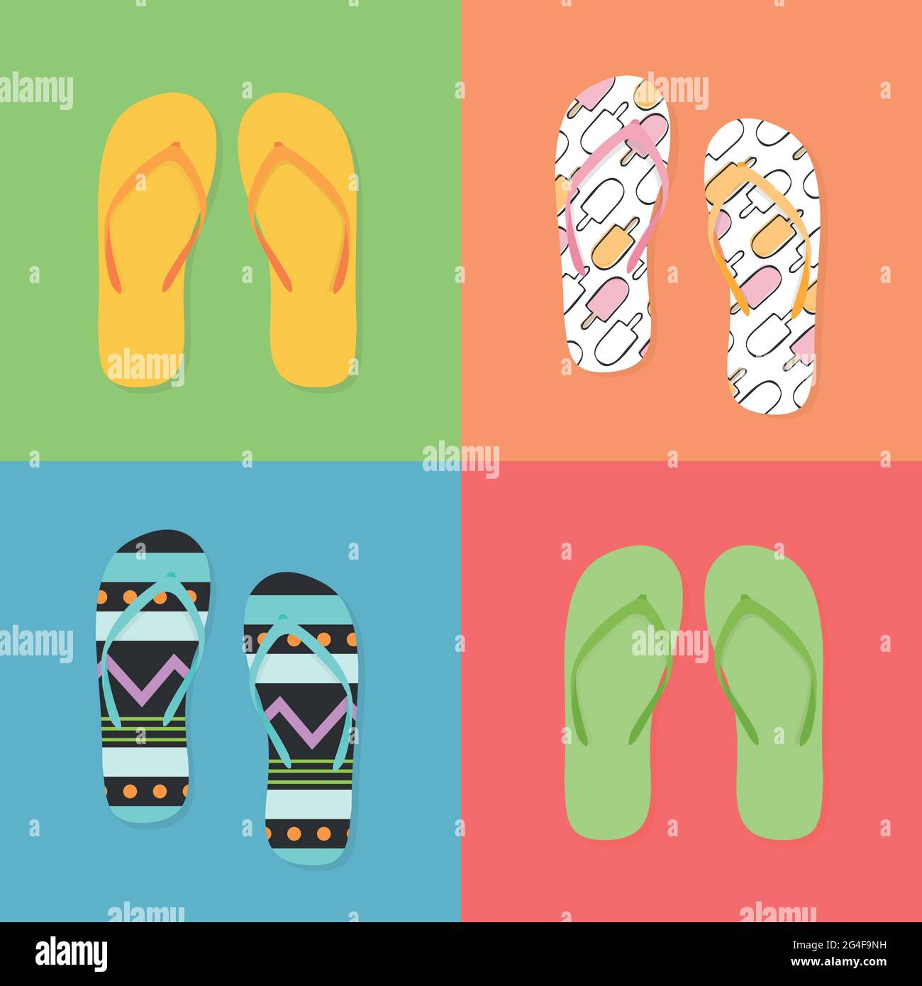 Tongs colorées pour les vacances. Vue de dessus. Illustration vectorielle,  conception plate Image Vectorielle Stock - Alamy