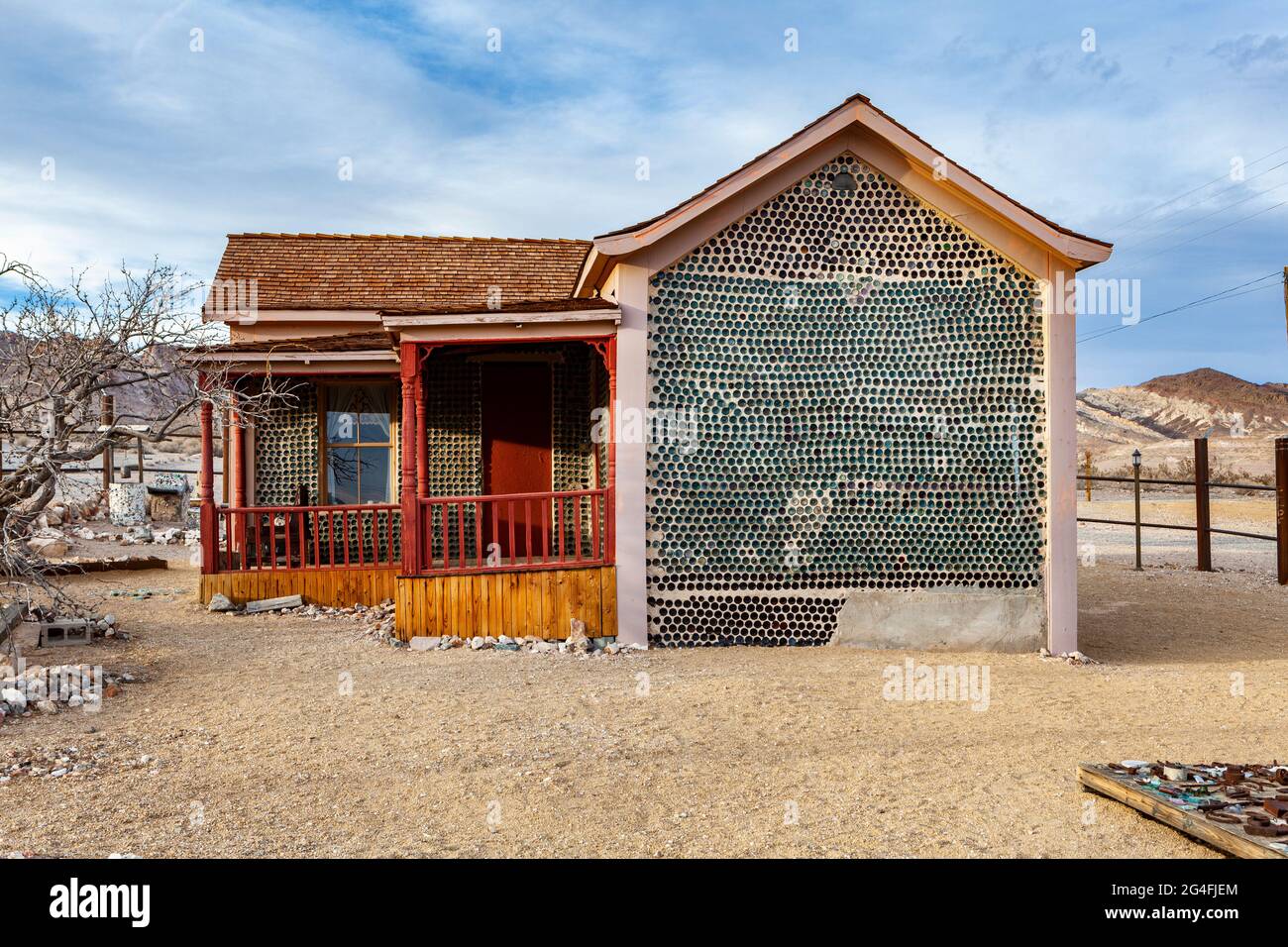Tom Kelly's Bottle House, Rhyolite, Beatty, Parc national de la Vallée de la mort, Nevada Banque D'Images