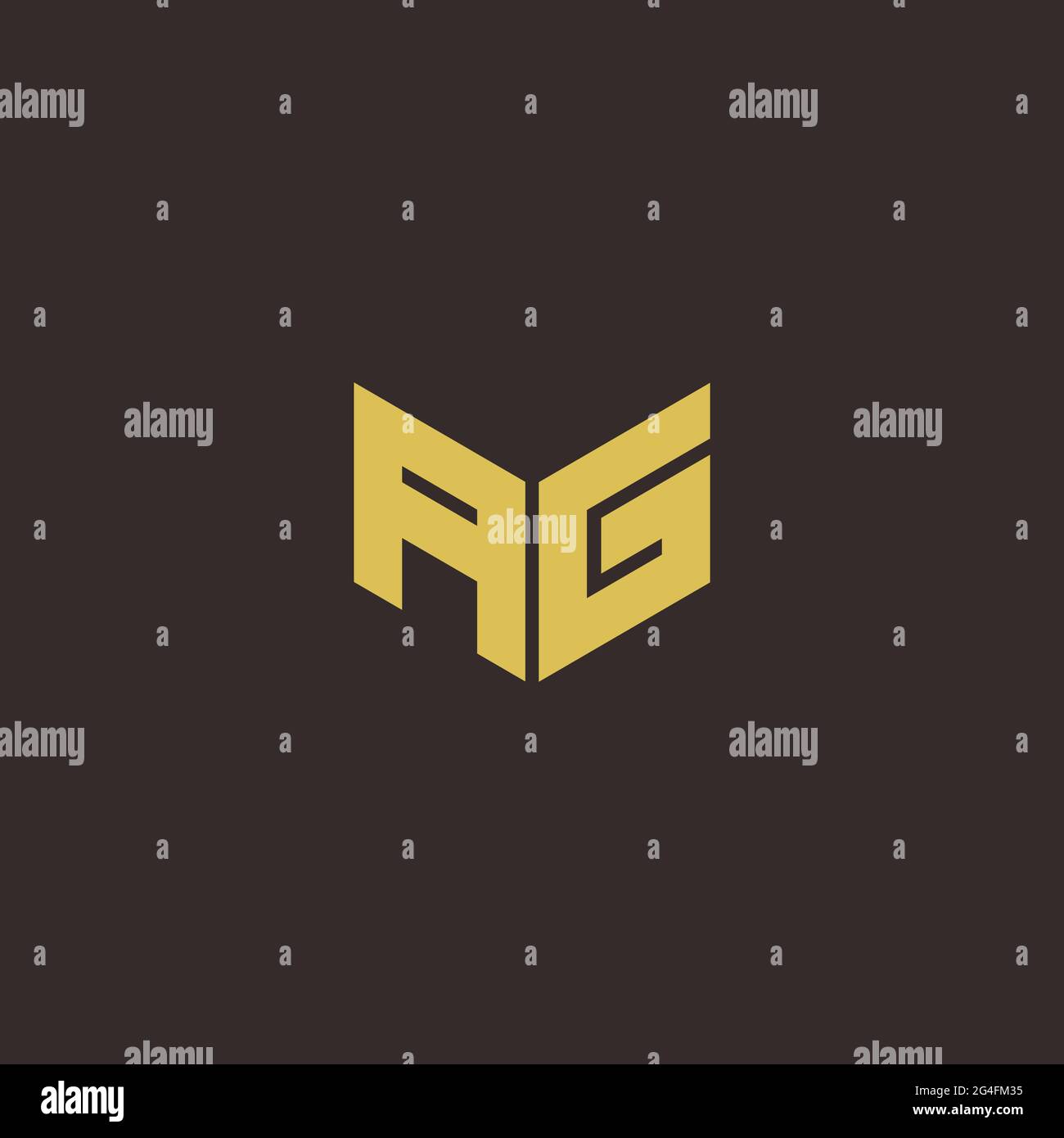 AG A G GA logo lettre initiale logo Designs Template avec fond doré et noir, Vector Icon Modern Illustration de Vecteur