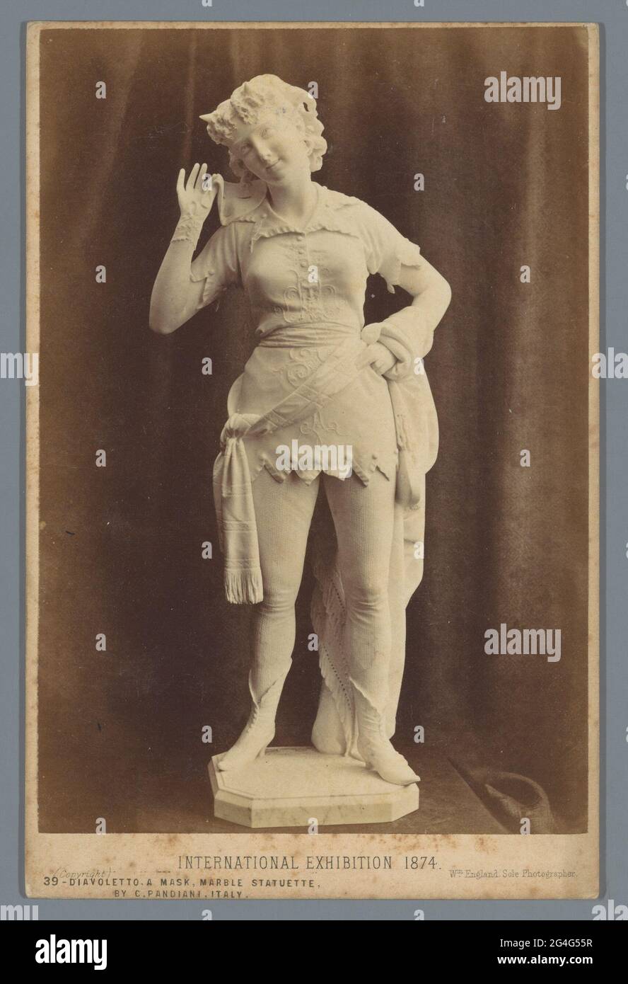 Image de marbre Diavoletto. Un masque de C. Pandiani; Diavoletto. Un MASQUE, statuette de marbre, par C. Pandiani, Italie; exposition internationale 1874.. Banque D'Images