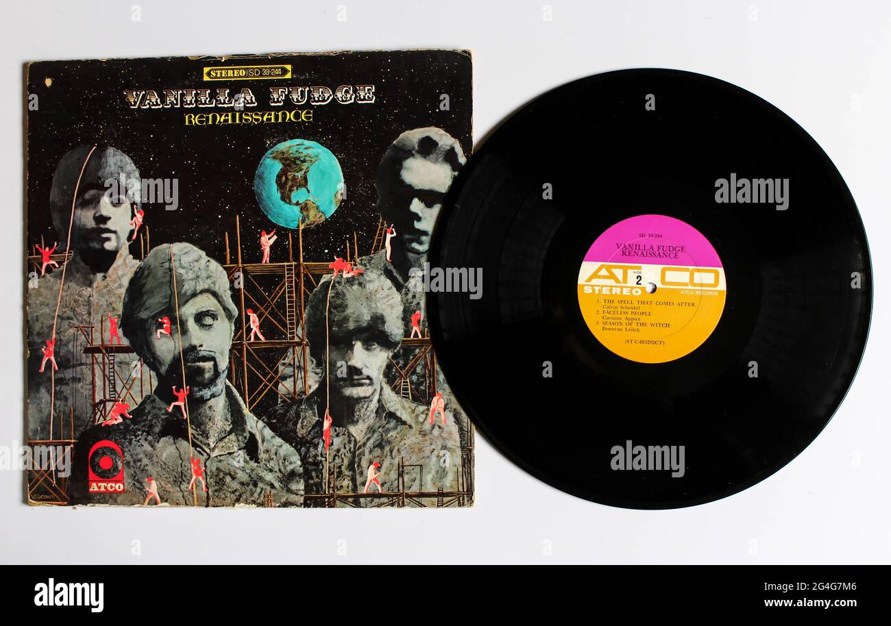 American hard rock et psychédélique groupe de rock Vanilla Fudge album de musique sur vinyle disque LP. Intitulé: Couverture de l'album Renaissance Banque D'Images