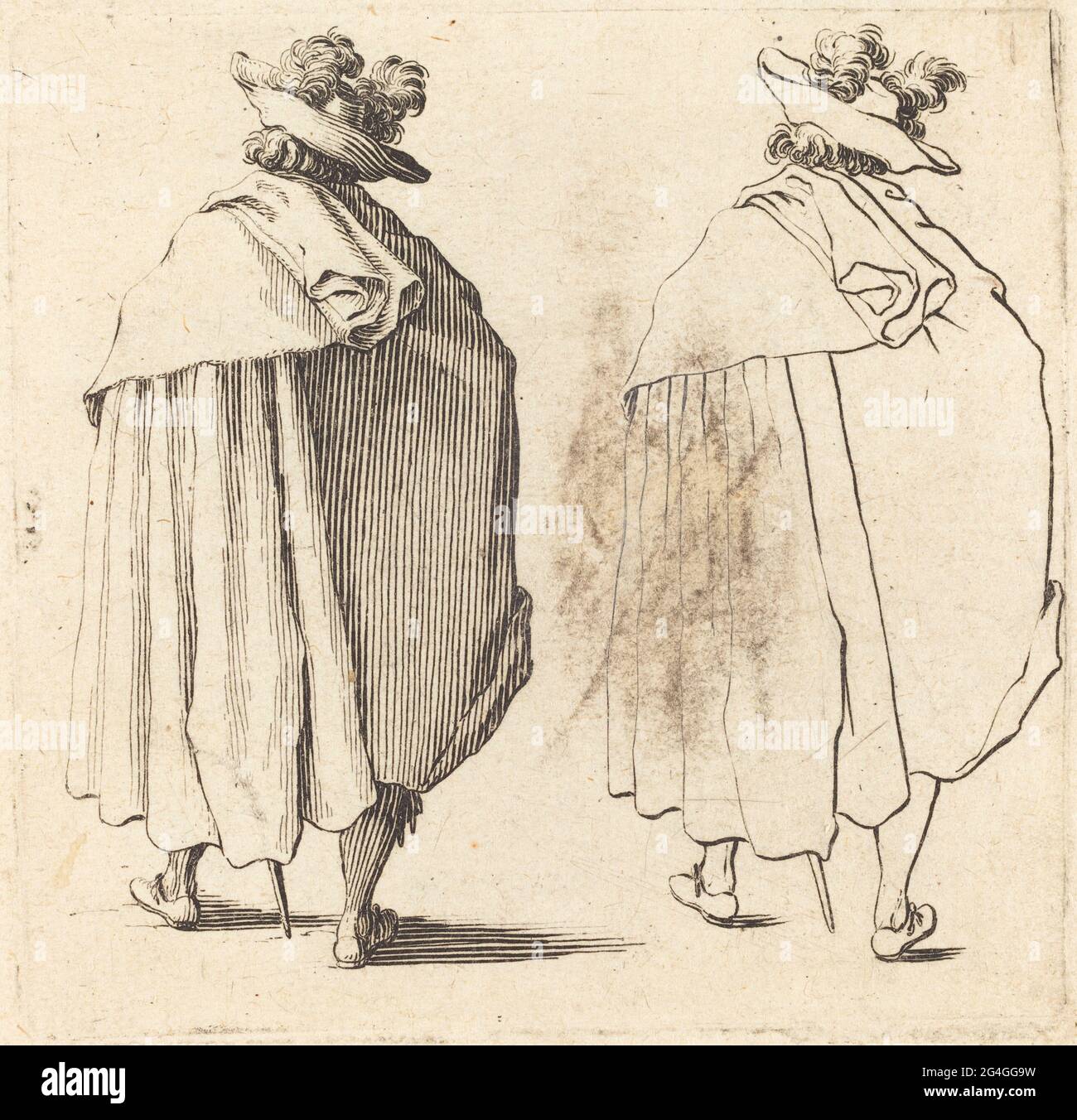 Homme en manteau, vu de derrière, 1617 et 1621. Banque D'Images