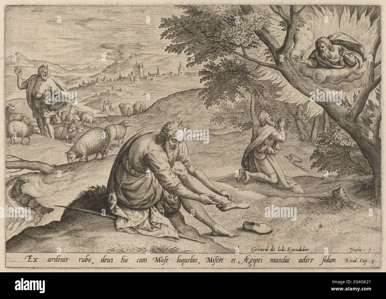 Dieu apparaissant à Moïse, 1585. Banque D'Images
