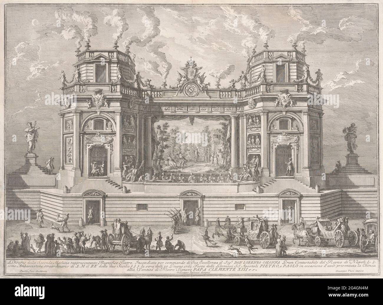 La deuxième Macchina pour la Chinea de 1761: Un magnifique théâtre, 1761. Banque D'Images