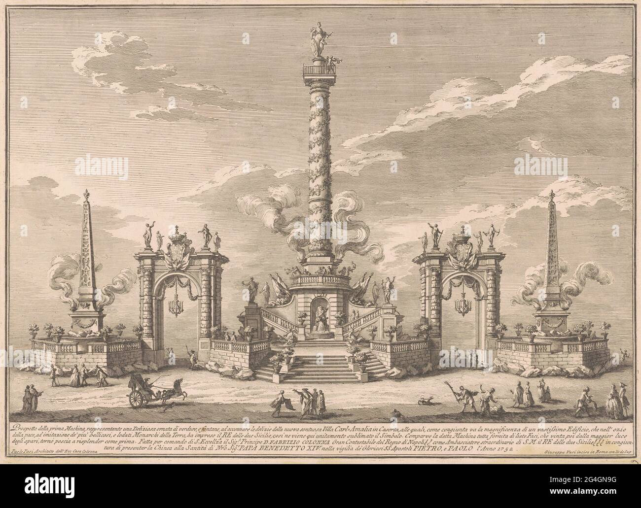 La Prima Macchina pour la Chinea de 1752: Un "Deliziosa" faisant allusion à la Villa Carl'Amalia à Caserta, 1752. Banque D'Images